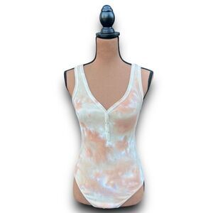 Wild Fable Tie-Dye Bodysuit in Cream and Orange